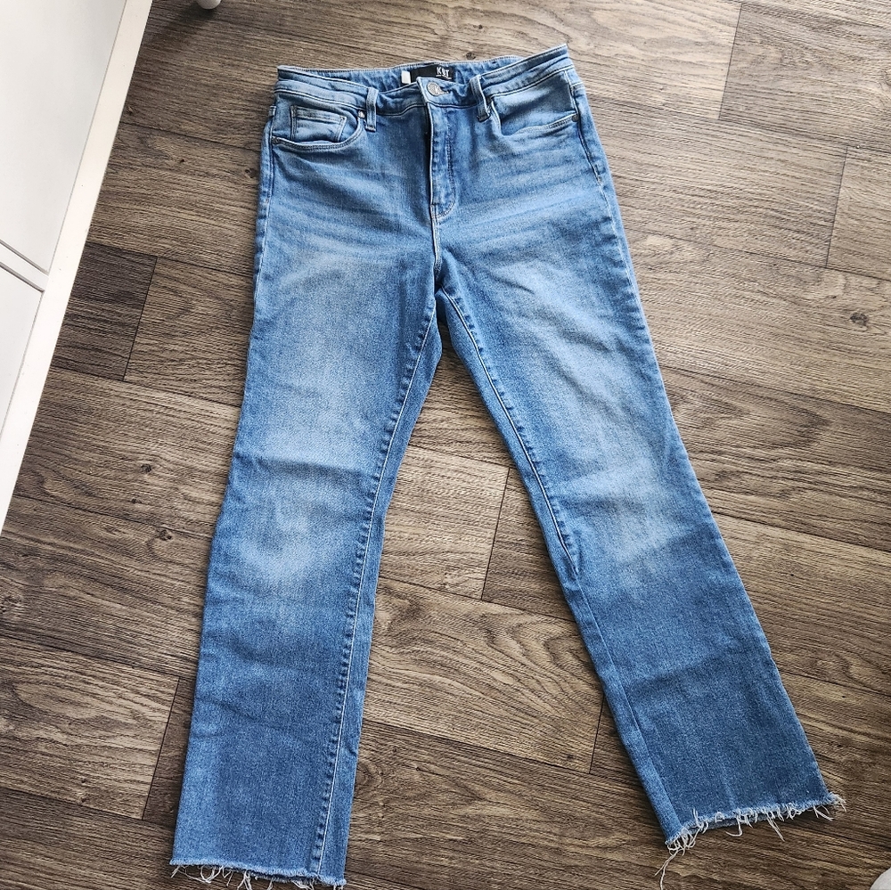 Kut From The Kloth High Rise Fab Ab Raw Hem Flare Size 8